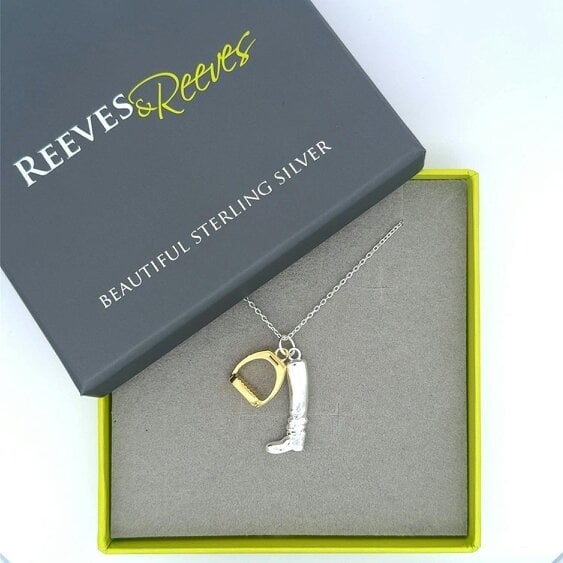 Reeves & Reeves Supersize Boot and Gold Plated Stirrup Necklace