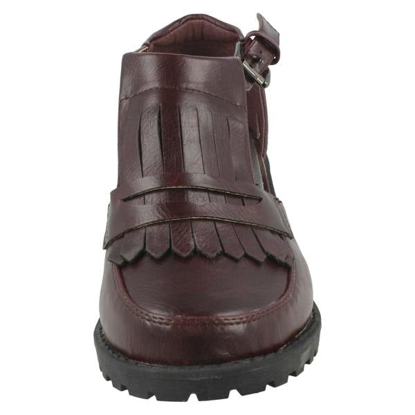 Spot On Ladies Spot On Loafer Inspired Block Heel Buckle Shoes F9728