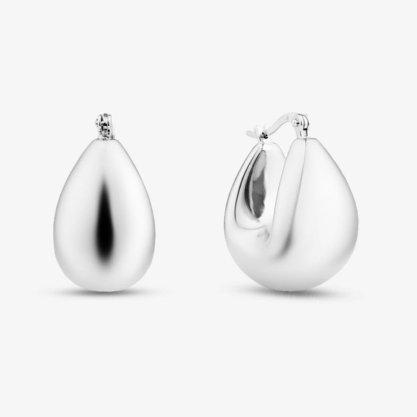 T. H. Baker Sterling Silver Rhodium Plated Oval Creole Earrings 8.52.0001