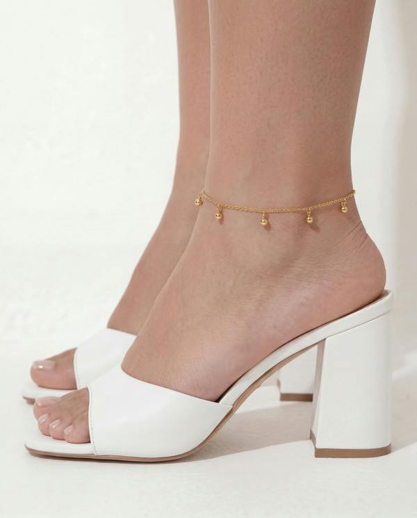 Elk & Bloom Tiny 14K Gold Beaded Drop Satellite Anklet