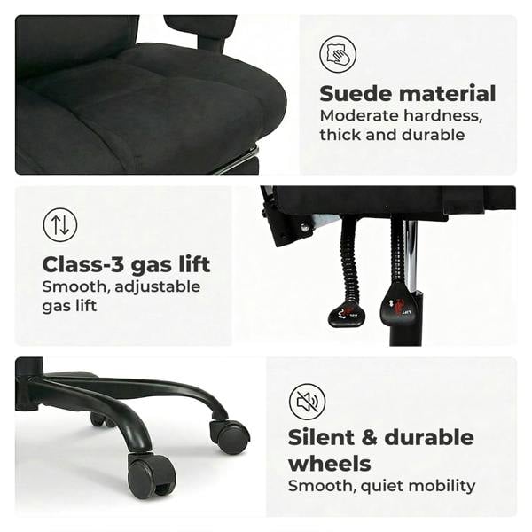 Levede Executive Ergonomic Office Chair Suede Fabric Wide Seat 155° Recline Footrest
