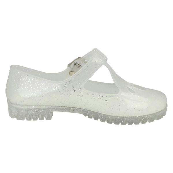 Spot On Ladies Spot on T-Bar Jelly Shoe with Cut Out Flower Detail