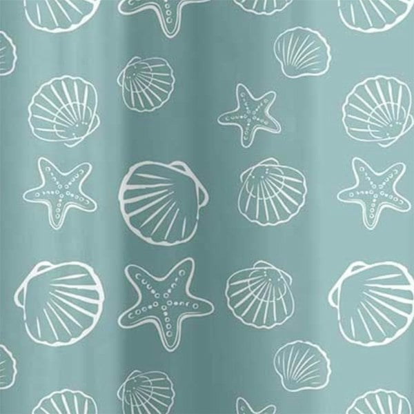 Country Club Seashells Blue Shower Curtain