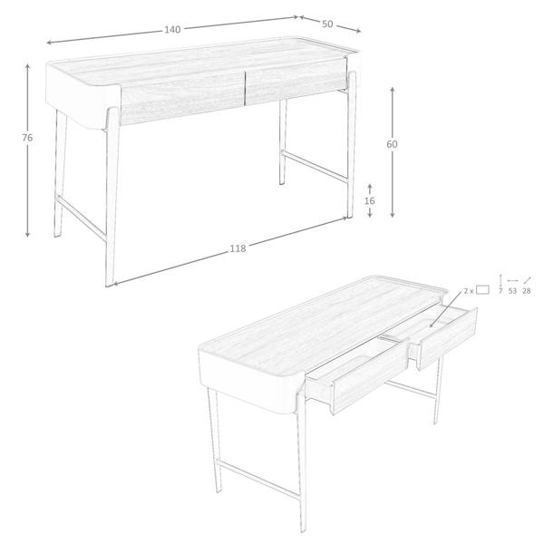 Angel Cerdá Desk in Walnut, Beige and Golden Polished Steel 7186
