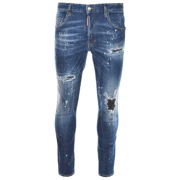 DSQUARED2 Skater Jean Destroyed Reinforced Paint Splash Effect Blue Jeans W30
