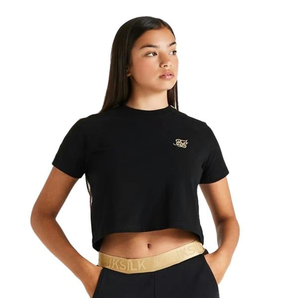 SikSilk Girls Metallic Taped Raglan T-Shirt - Black - 