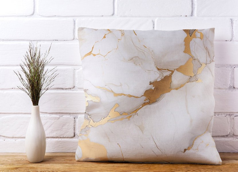 Warren Reed White Marble With Gold Cushions