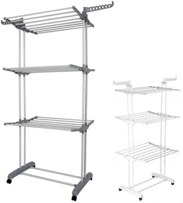 HYGRAD BUILT TO SURVIVE HYGRAD® Clothes Drying Rack 3 Tier Clothes Dryer Stand Foldable Laundry Clothes Rack Organiser UK (Grey)