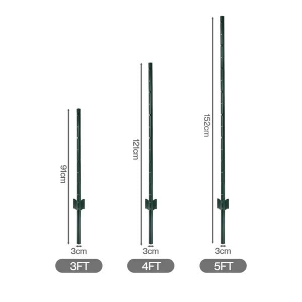 Mountview Metal Fence Posts 10Pc Set U Shape Powder Coated for Garden Boundary Green