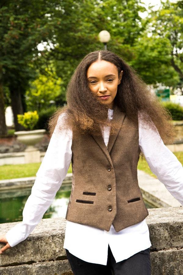 TruClothing Womens Tweed 1920s Herringbone Light Brown Waistcoat