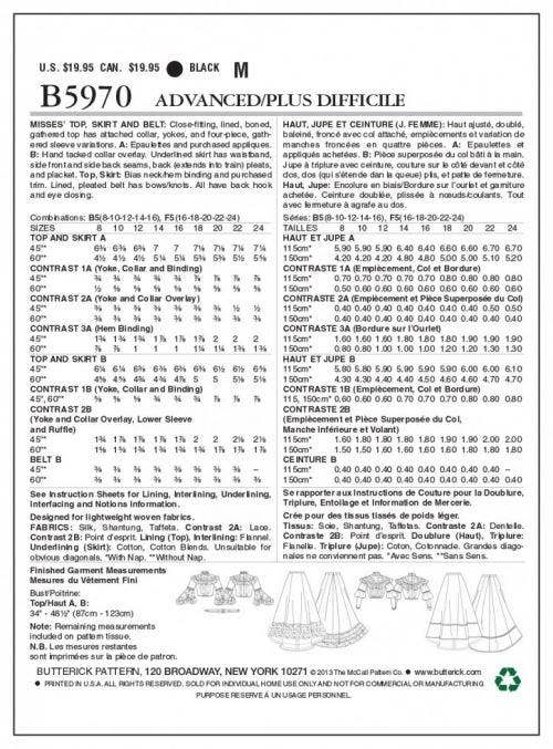 Butterick Sewing Pattern 5970, Costumes, Vintage Style for Women, 8-10-12-14-16 - Advanced