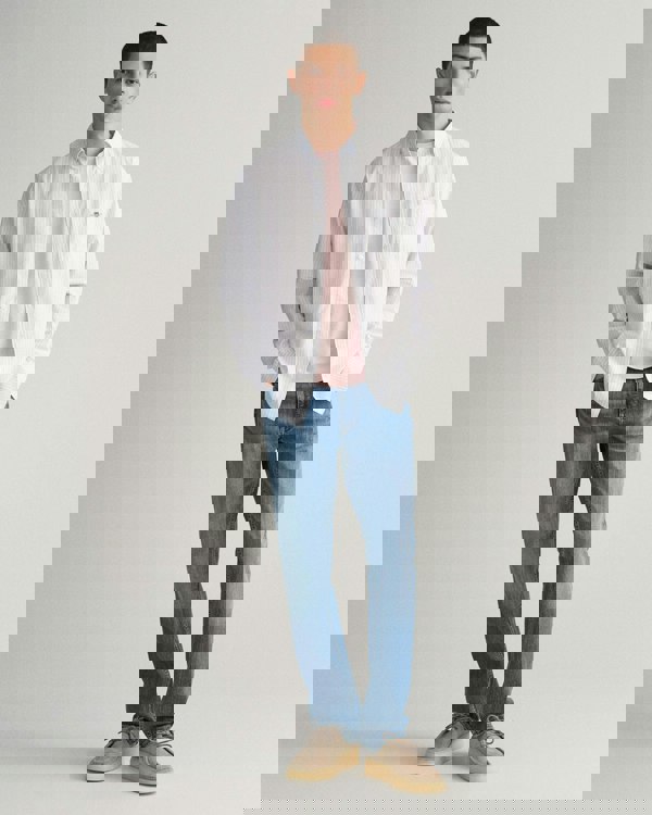 GANT Mens Regular Fit Long Sleeve Poplin Stripe Shirt - 455 Light Blue