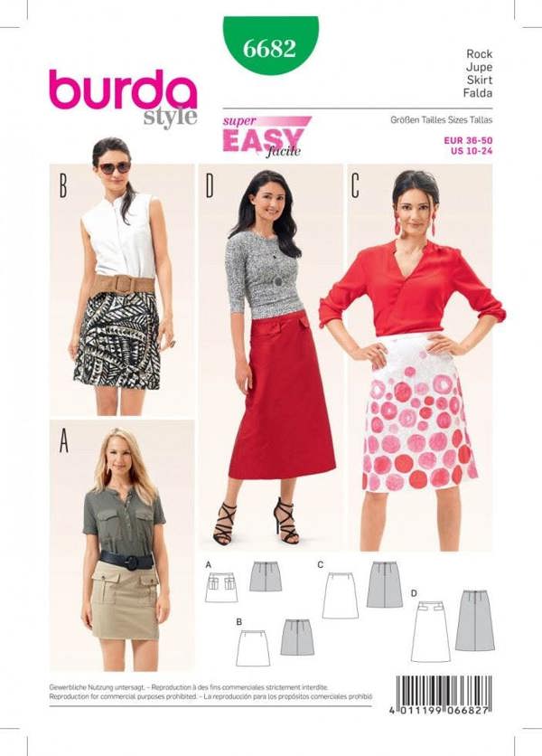Burda Sewing Pattern 6682 Skirts For Women, 10 to 24 - Easy