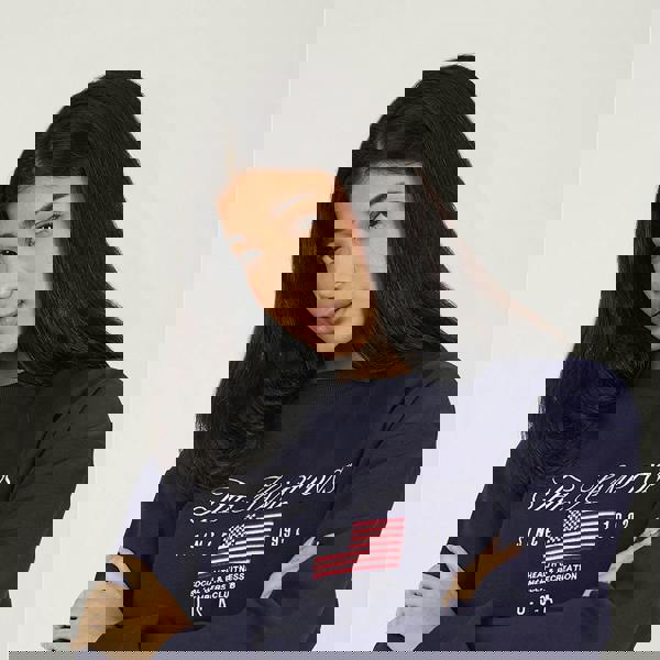 Brave Soul Navy Crew Neck Embroidered Sweatshirt - Navy Image 4