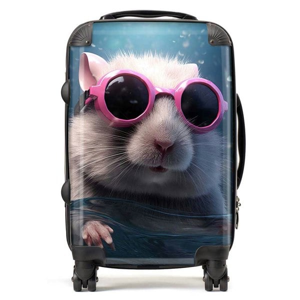 Warren Reed Splashart DoorMouse with Pink Glasses Suitcase