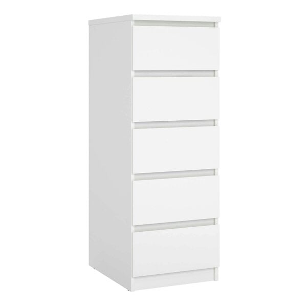 Wyld Haus Budapest White Wooden Narrow Chest 5 Drawers