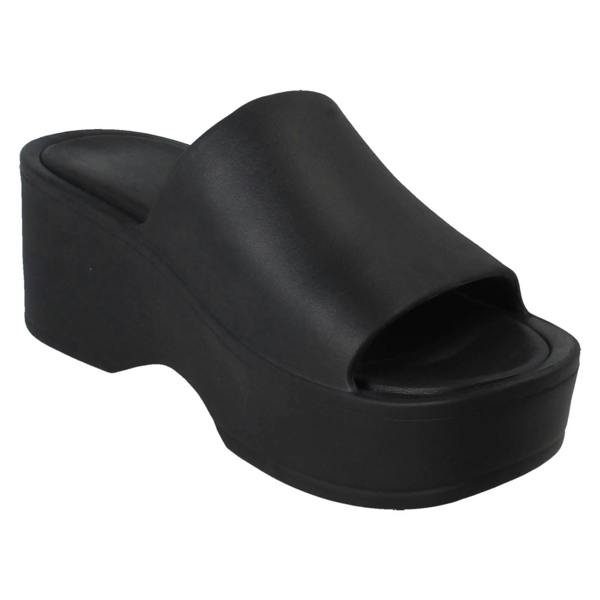 Spot On Ladies Spot On High Wedge Platform Slip On Sliders Sandals F12100