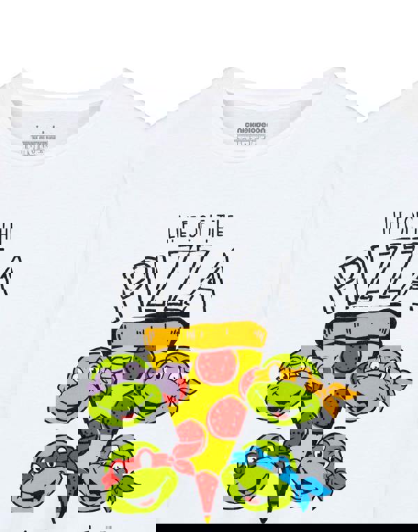 Teenage Mutant Ninja Turtles Boys White Life of the Pizza Party Short Sleeved T-Shirt