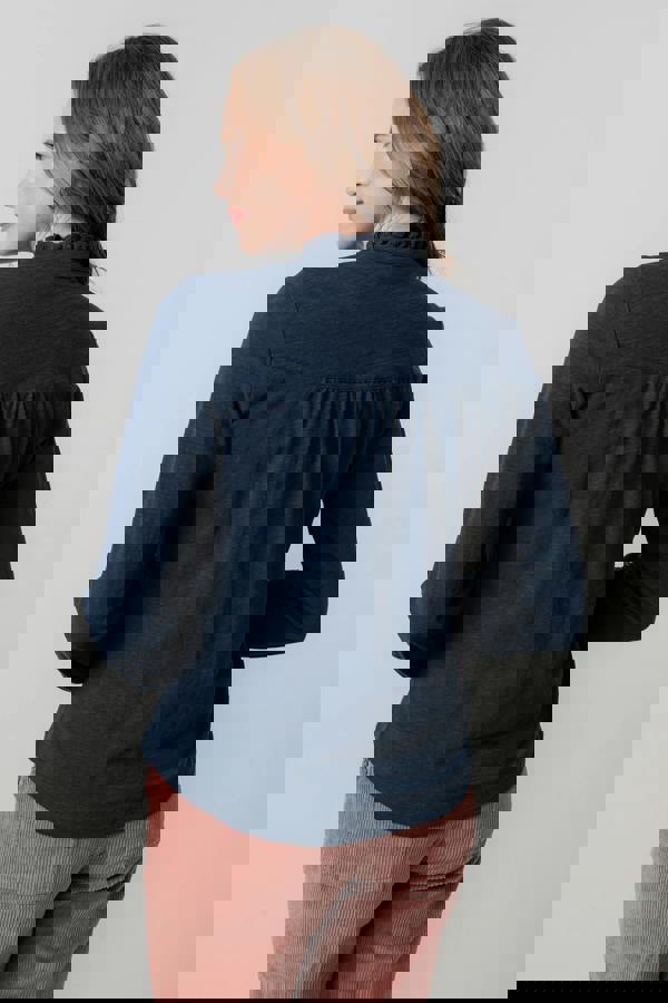 Lily & Me Sage Frill Organic Cotton Blouse Navy