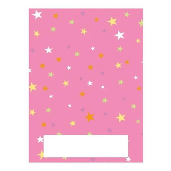 Pink starry notepad with white label for proud moments extra page