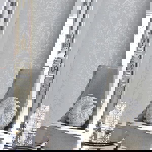 Laura Ashley Josette Wallpaper - Metallic Silver - 10m