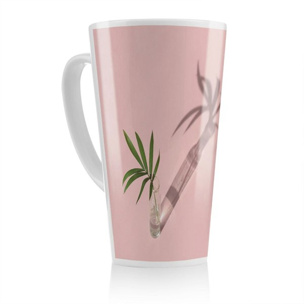 Benjamin Tate Design Botanical leaf on pink Designer Latte Mug