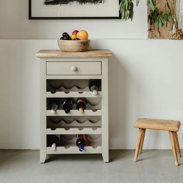 Statement Furniture Florence Wine Rack with Drawer Wooden 16 Wine Bottle Storage Assembled
