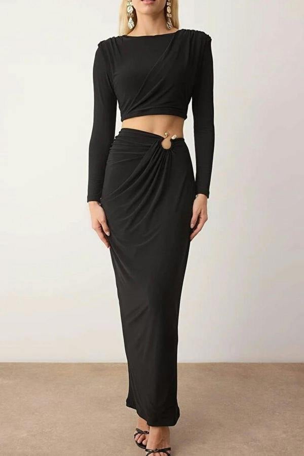 WOVCOR 2-Piece Accessory Detailed Party Top and Bottom Set