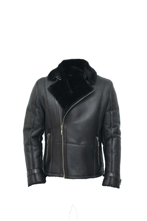 Infinity Leather Mens Double Breasted Sheepskin Leather Biker Jacket-Heathfield