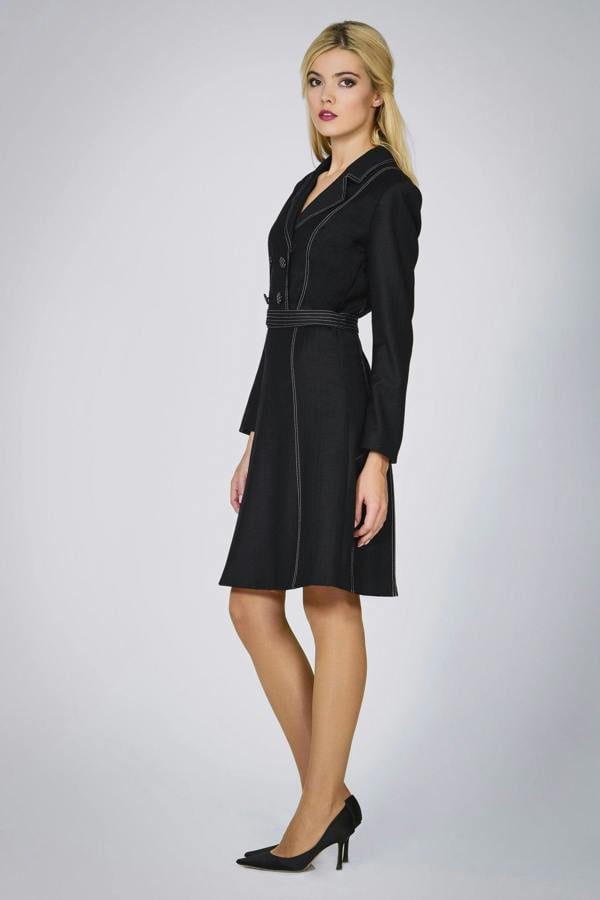 Rumour London Annabel virgin wool dress with pleated back and contrasting stitching