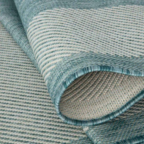 Bordered Design Outdoor Rug for Garden in Aqua | The Rugs