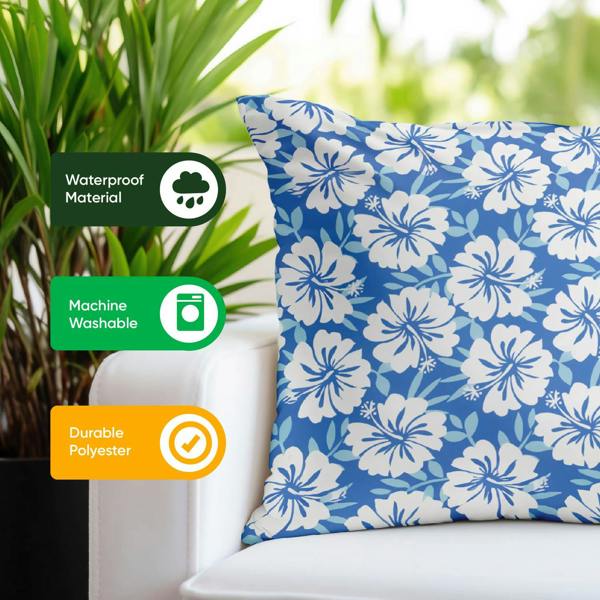 Gardenwize Pair of Outdoor Scatter Cushions – Blue Hawaiian Design