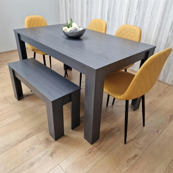 Kosy Koala Dining Table and 4 Chairs With Bench Modern Dining Table Set With 4 Mustard Gem Chairs And Bench