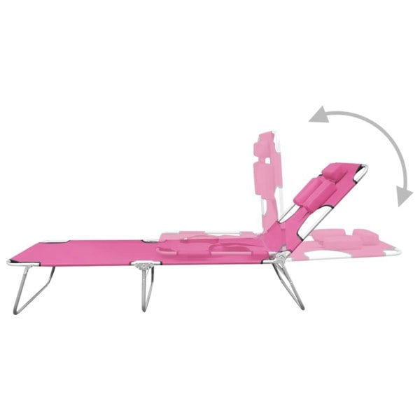 Berkfield Folding Sun Lounger with Head Cushion Steel Magento Pink