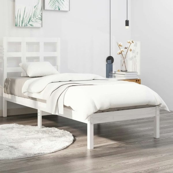 Berkfield Bed Frame White Solid Wood 100x200 cm