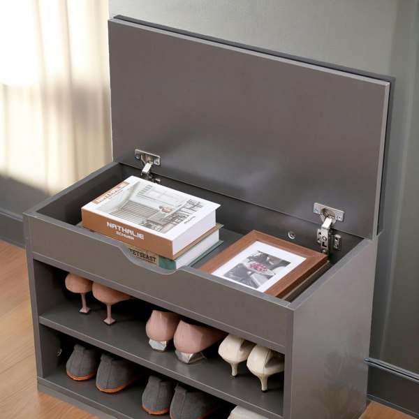 Rafaelo Mobilia Shoe Storage Bench 60CM Grey