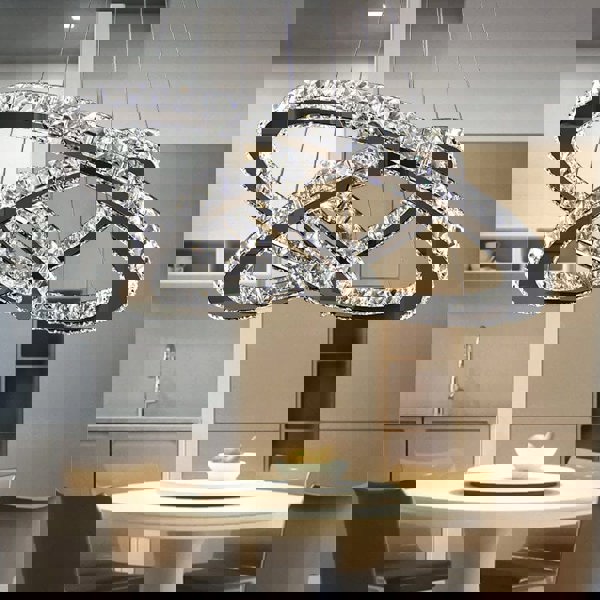 3 Rings Ceiling Light Crystal LED Chandelier Pendant Non-Dimmable Pendant Lights Living and Home
