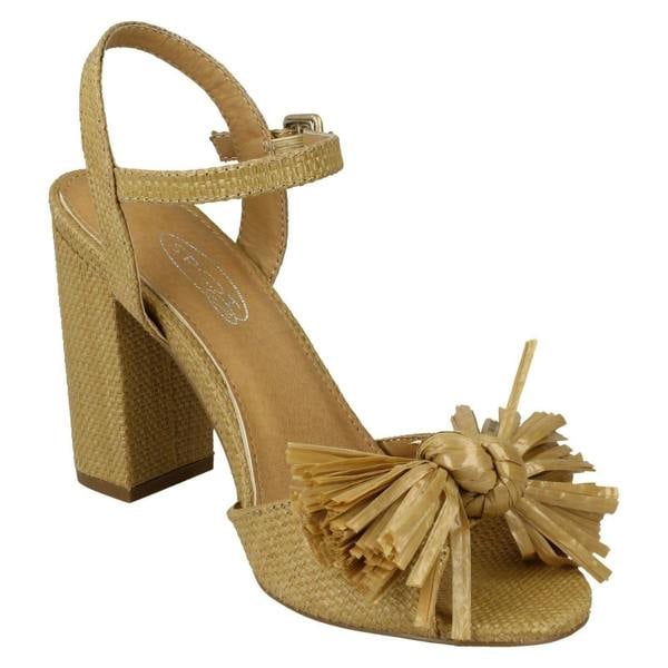 Spot On Ladies Spot On Chunky Heel Fringe Bow Vamp Sandals F10842