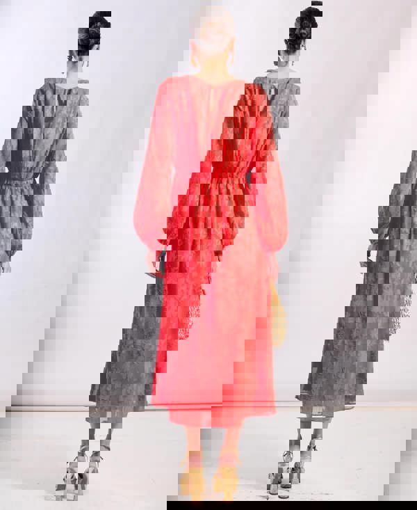 Long Sleeve coral Midi dress