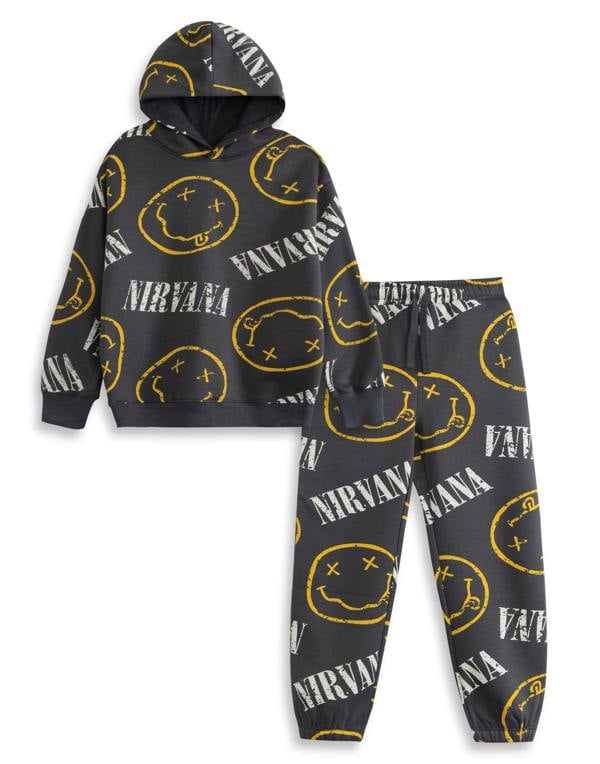 Nirvana Unisex Kids Grey Logo Sweatshirt and Joggers Set