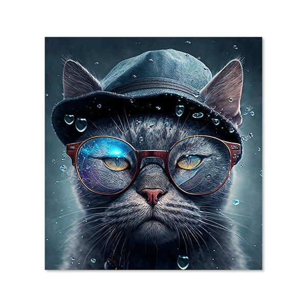 Warren Reed - Designer Russian Blue Cat Splashart Kitchen Splashback