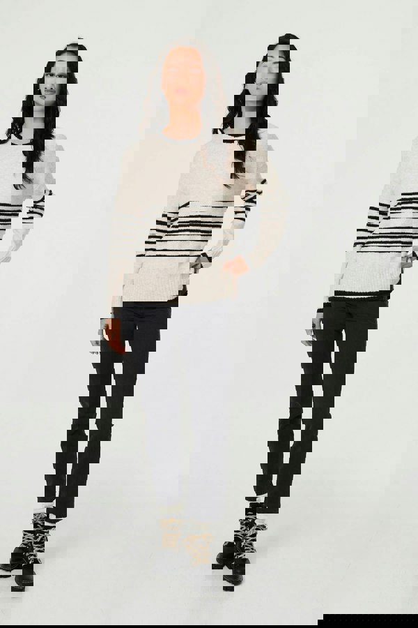 Cream | Striped Relaxed Long Sleeve Jumper