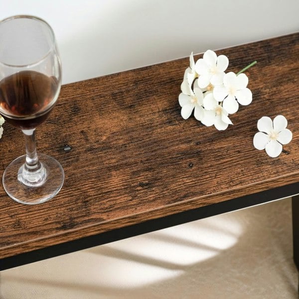 Rafaelo Mobilia Wide Narrow Hallway Slim Console Table Rustic Brown