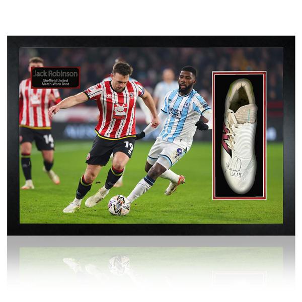 Jack Robinson Signed & Match-Worn Sheffield United Boot Iconic Frame #2