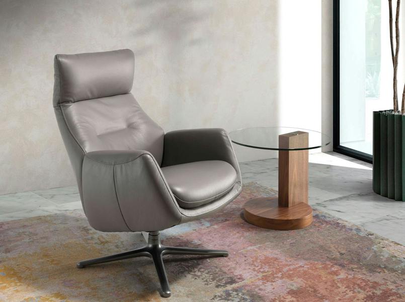 Angel Cerdá Round tempered glass and walnut corner table 2036