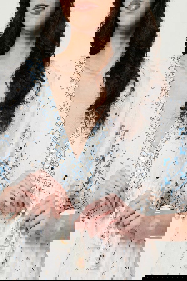 White | Embellished Border Print Maxi Dress
