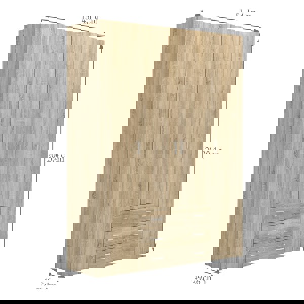 Furniture To Go Space Wardrobe - 4 Doors 3 Drawers in Oak 2000