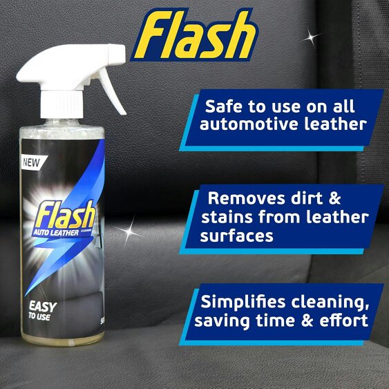 FLASH Leather Car Cleaner 500ml for Seats Wheel & Door Trims