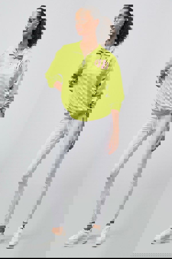 ENORSIA Half Zip High Neck Embroidery Sweatshirt