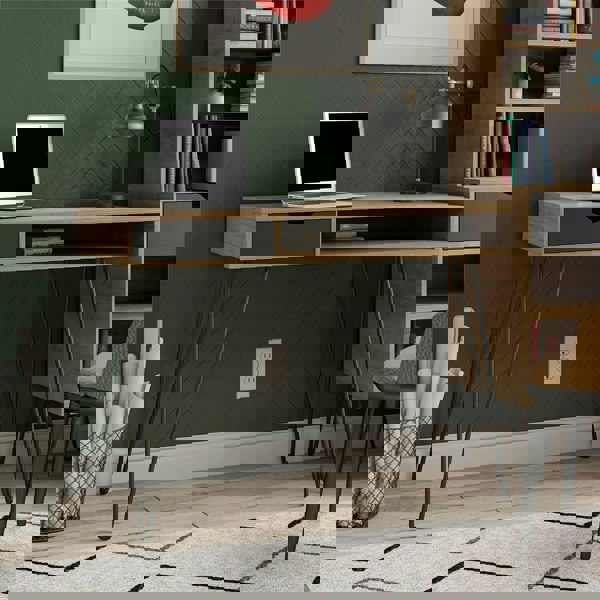 Dorel Home Concord desk with storage in brown / black